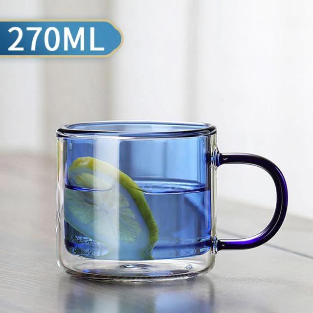 270ml Double Walled Glass Coffee Mug with Handles