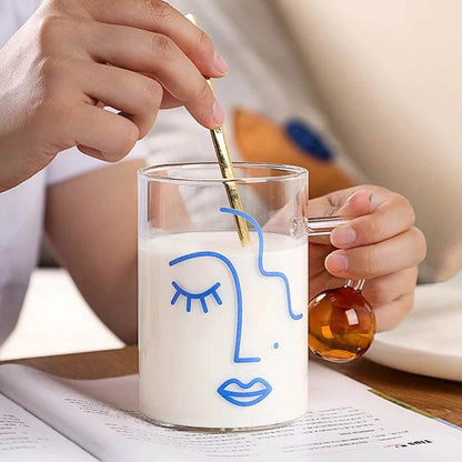 280/ 400ml Abstract Face Glass Mug