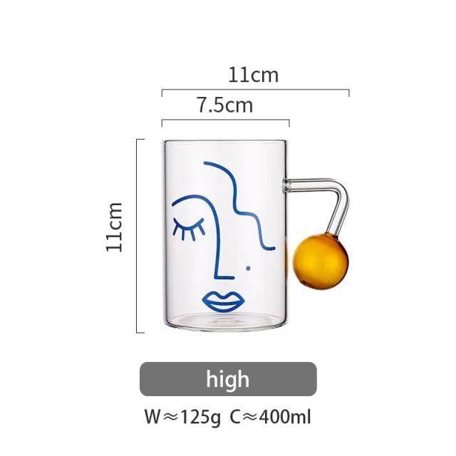 280/ 400ml Abstract Face Glass Mug