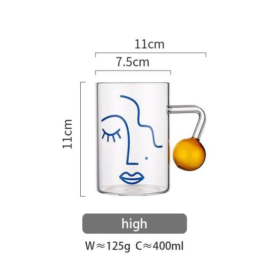 280/ 400ml Abstract Face Glass Mug