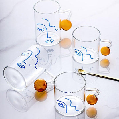 280/ 400ml Abstract Face Glass Mug