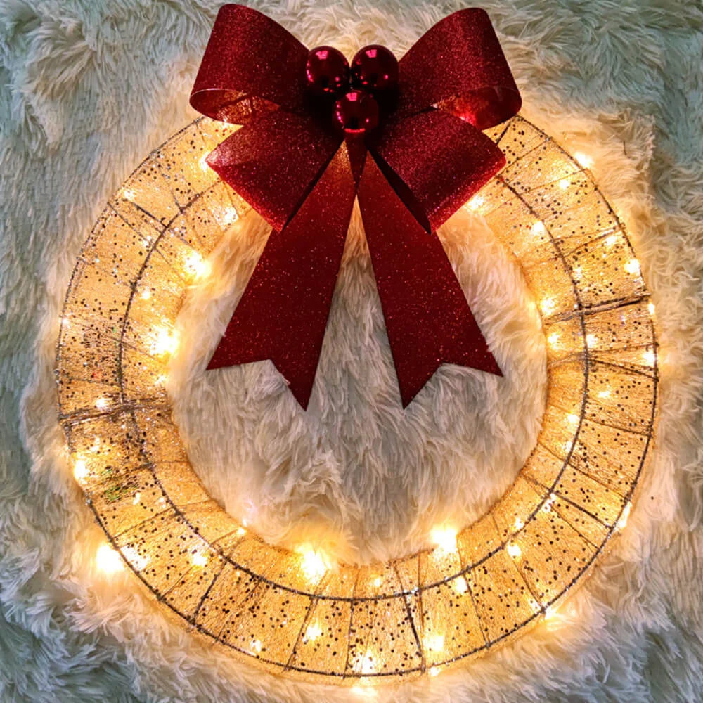 Christmas LED Bow Metal Garland Lights