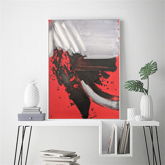 Abstract Modern Black And Red Oil Painting Canvas Art