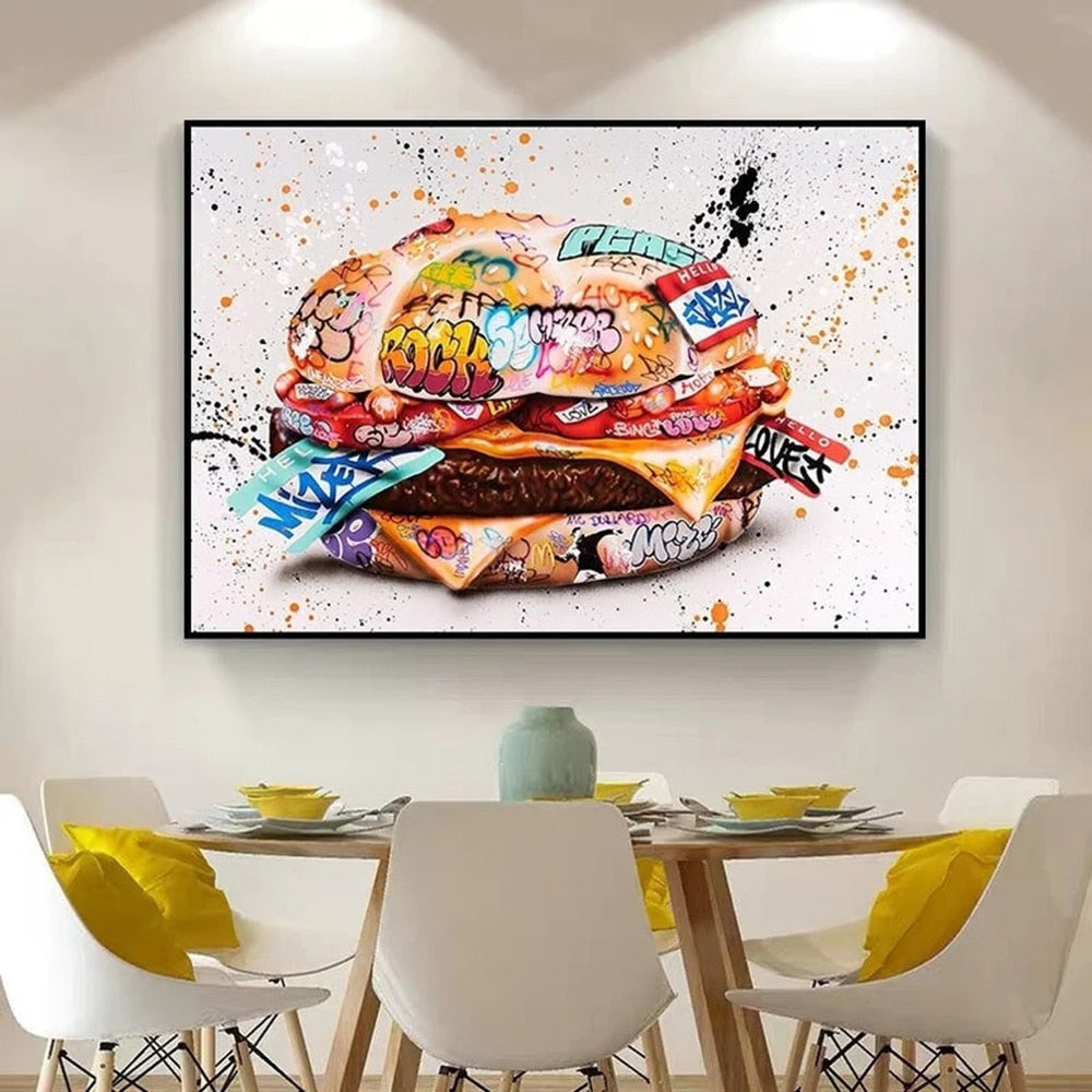 Graffiti Hamburger Canvas Art