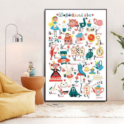 Alice in Wonderland ABC Alphabet Nursery Canvas Art