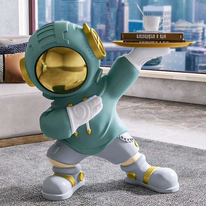 Dabbing Astronaut Statue with Tray