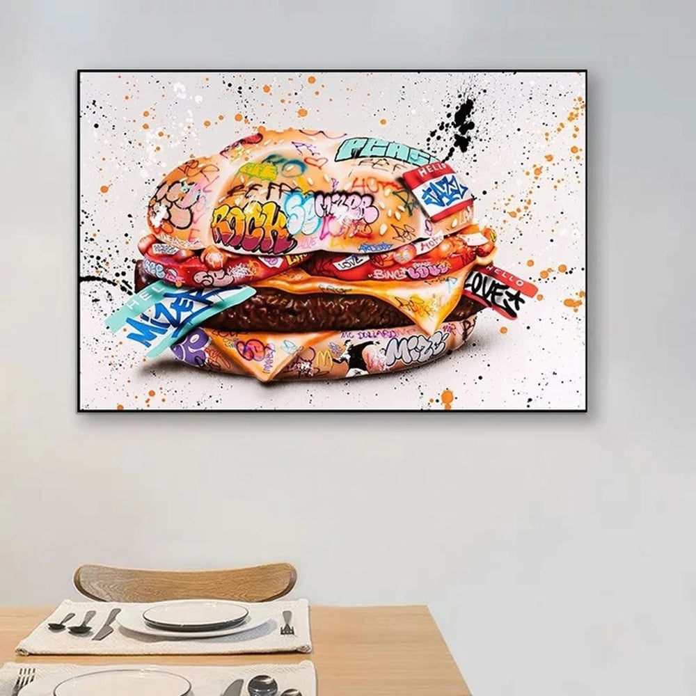 Graffiti Hamburger Canvas Art