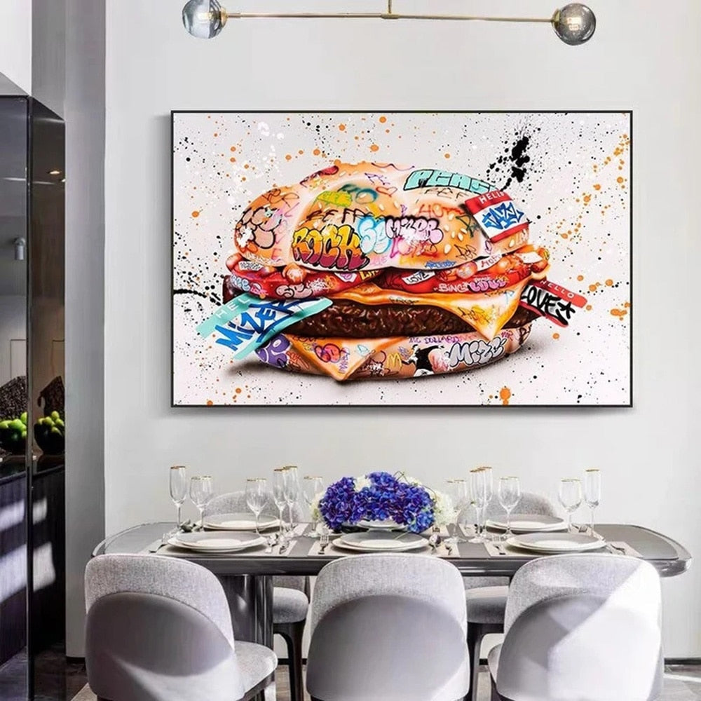 Graffiti Hamburger Canvas Art