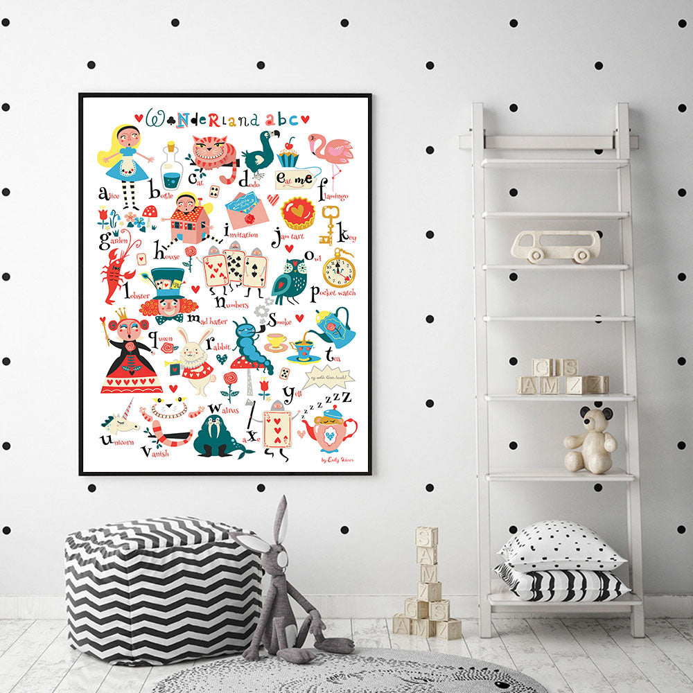 Alice in Wonderland ABC Alphabet Nursery Canvas Art