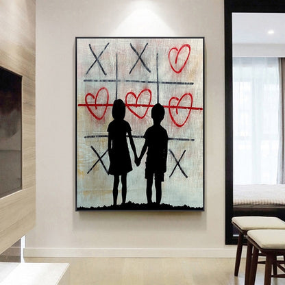 Banksy Graffiti Tic-tac-toe Canvas Art