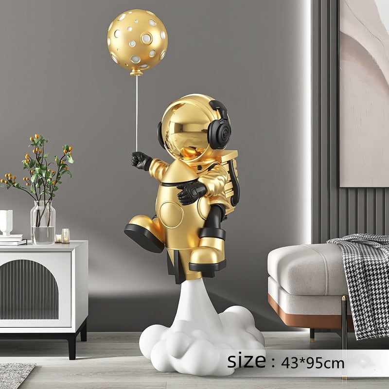 Balloon Astronaut Rocket Large Statue