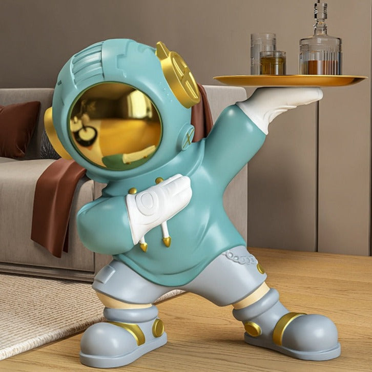 Dabbing Astronaut Statue with Tray