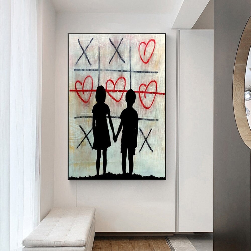 Banksy Graffiti Tic-tac-toe Canvas Art