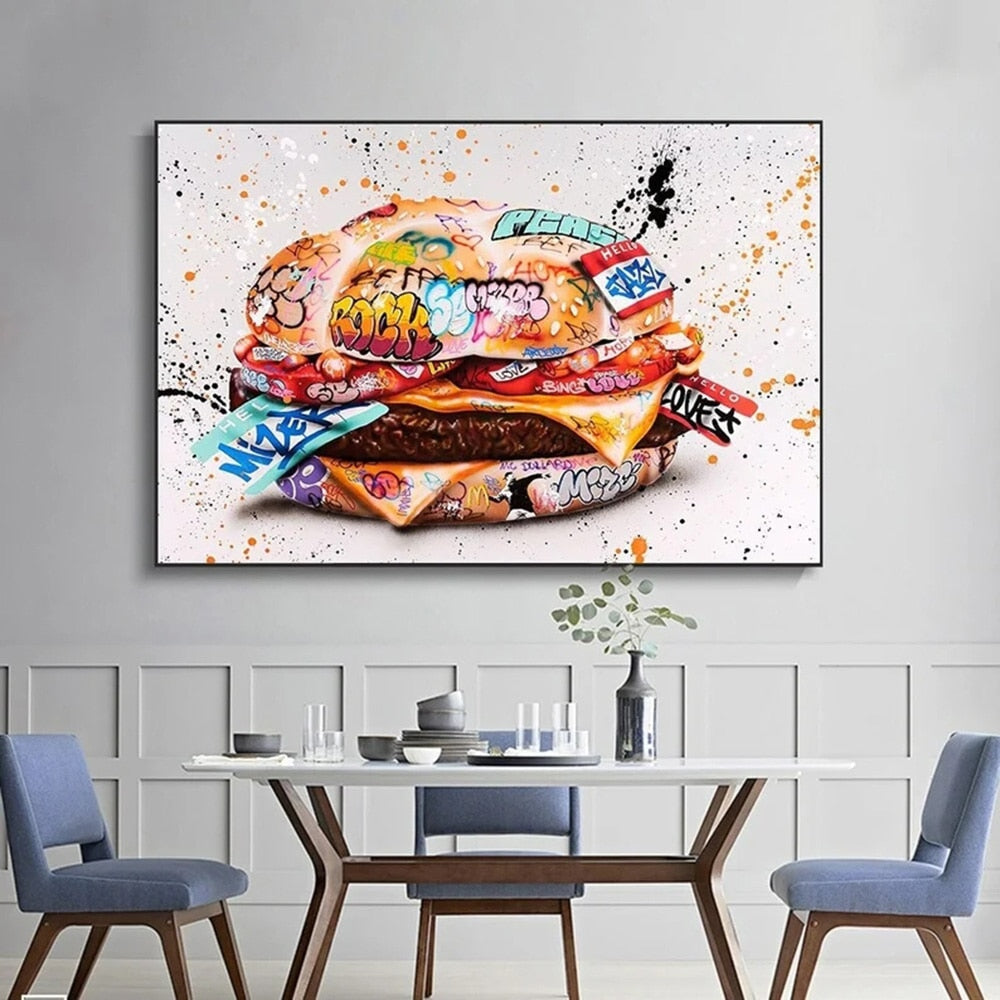 Graffiti Hamburger Canvas Art