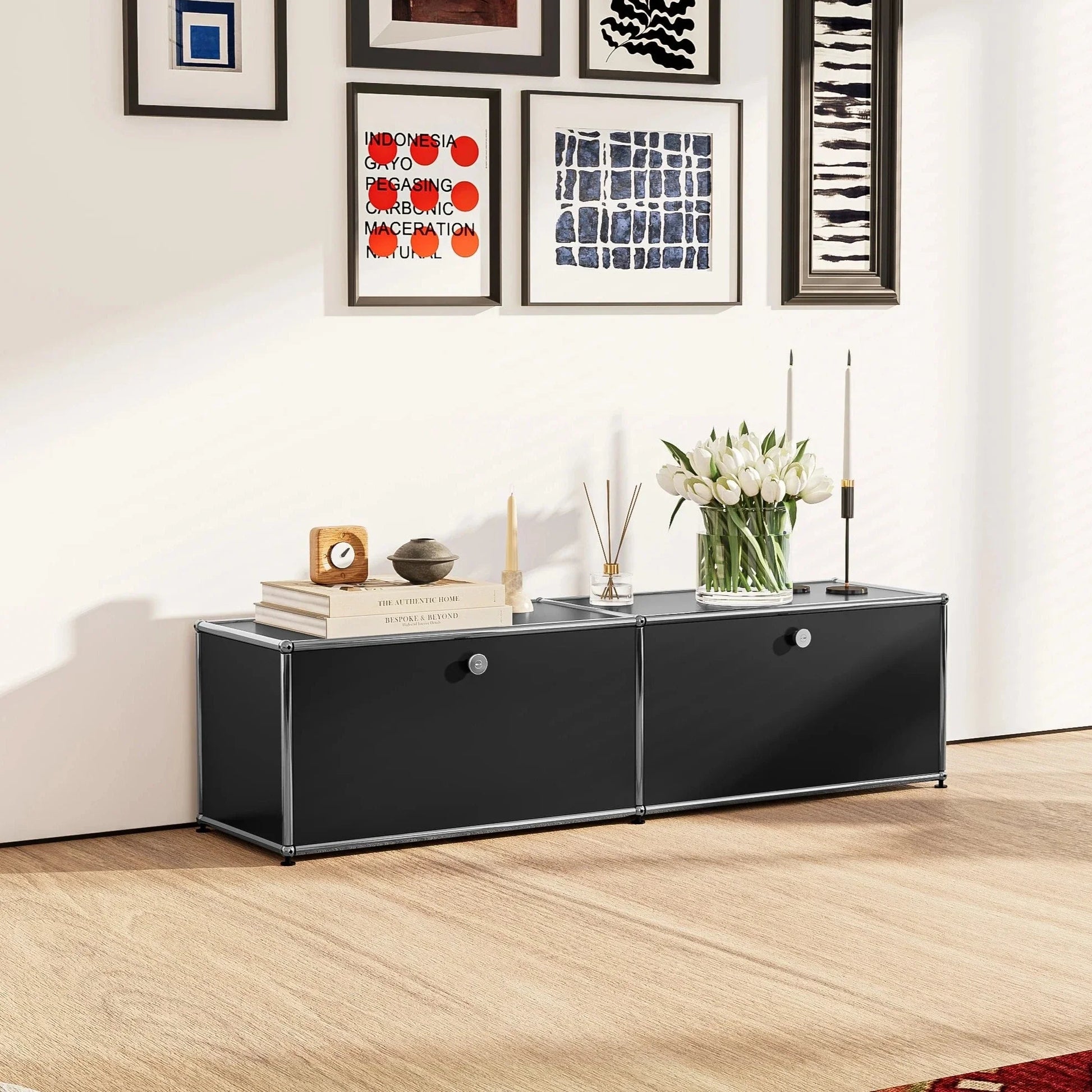 USM Haller Black Modular Storage Cabinet Replica