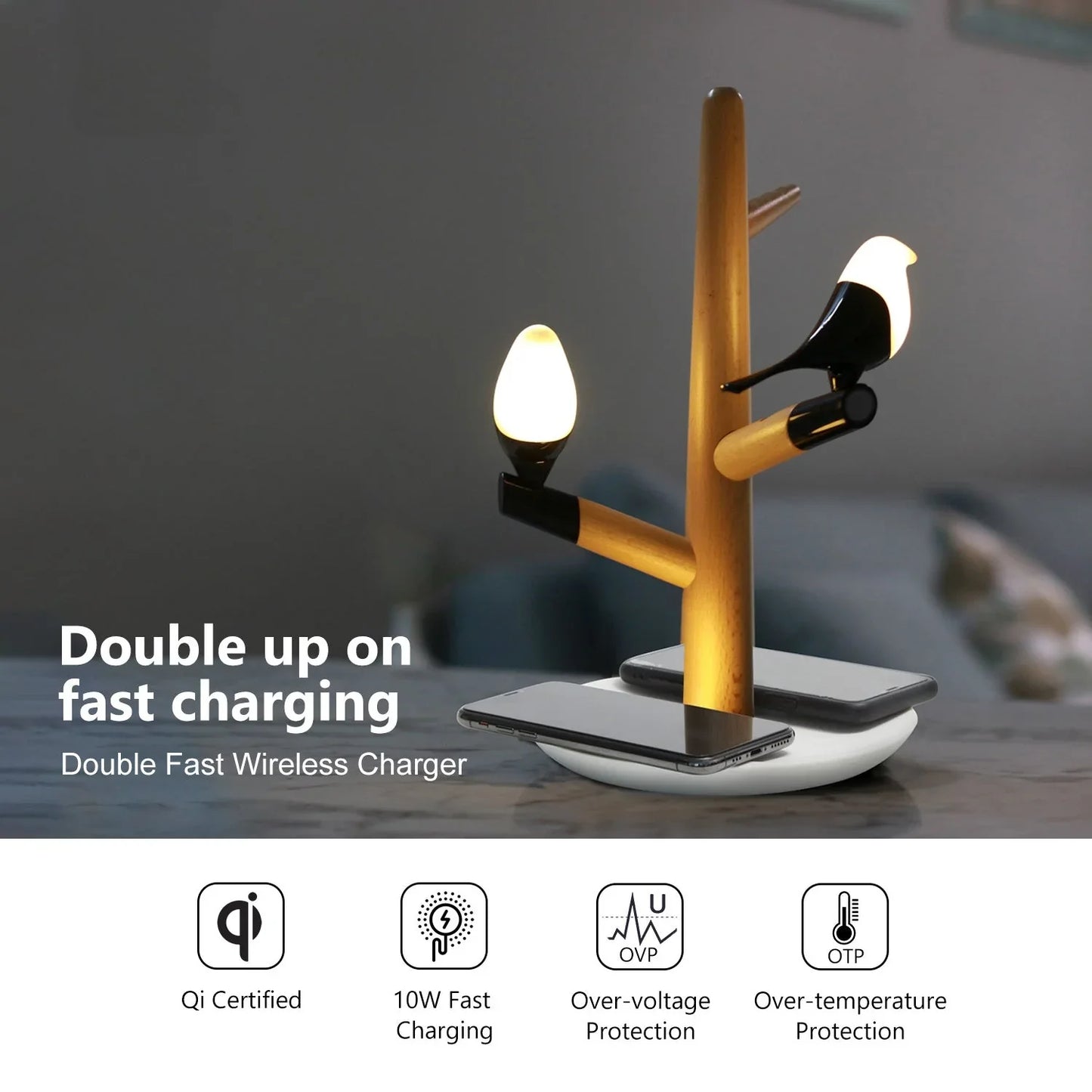 Bliss Lamp With Dual Wireless Phone Charger