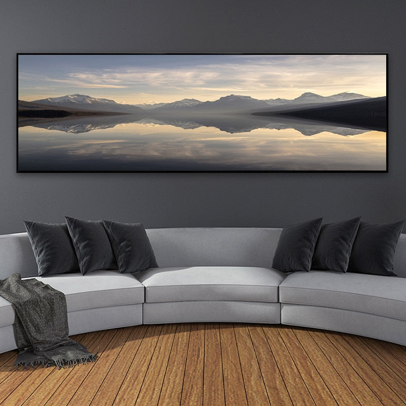 Water Reflection Mountain Scenery Canvas Art