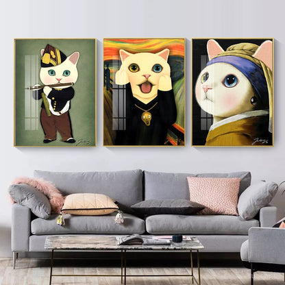 Cartoon Cat Painting Canvas Art