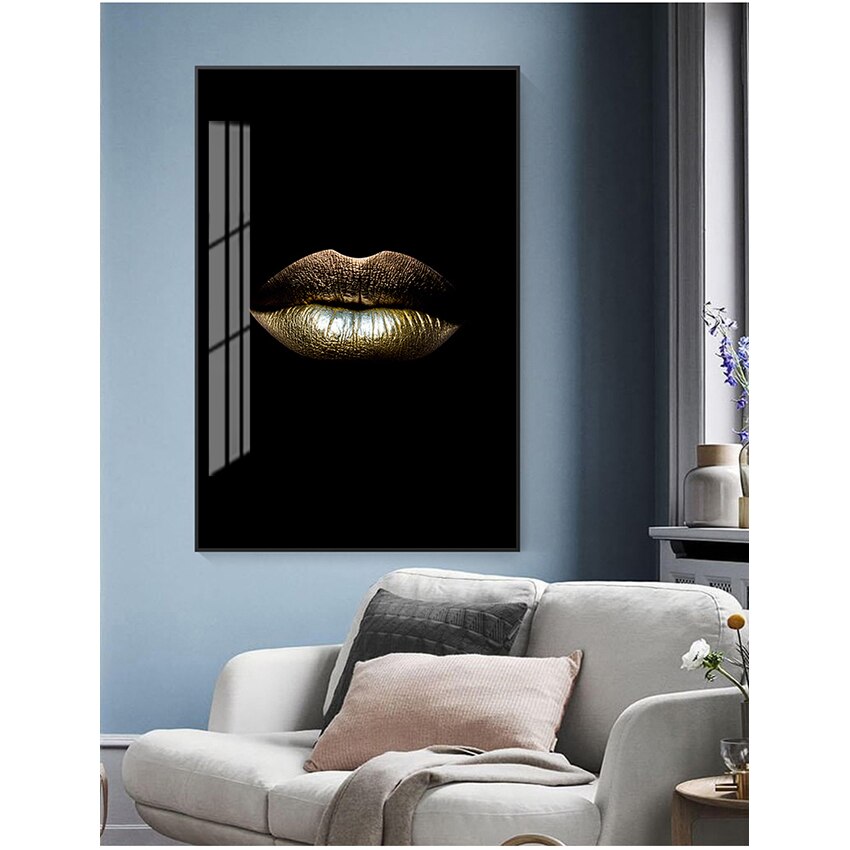 Sexy Gold Lips Canvas Art