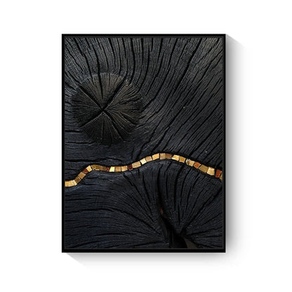 Retro Black Gold Wood Art Canvas