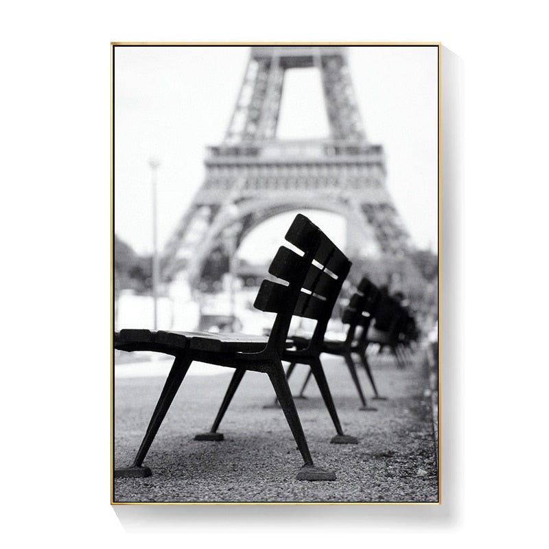 Black and White Brooklyn Bridge London Bridge Eiffel Tower Canvas Art