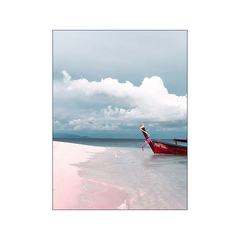 Tropical Pink Beach Canvas Art