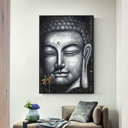 Sliver Buddha Oil Painting Canvas Art