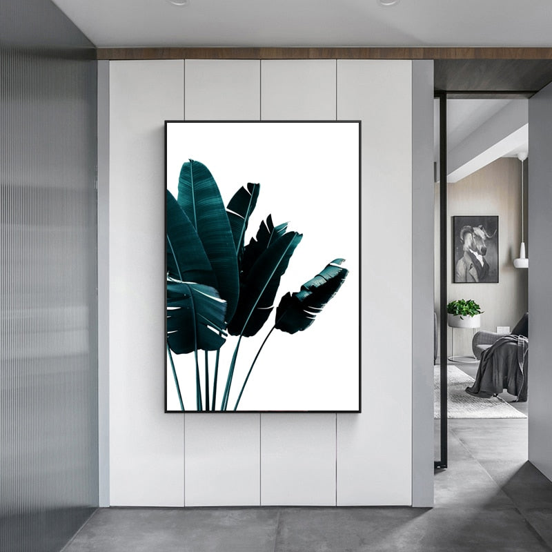 Tropical Plant Plantain Leaves Canvas Art