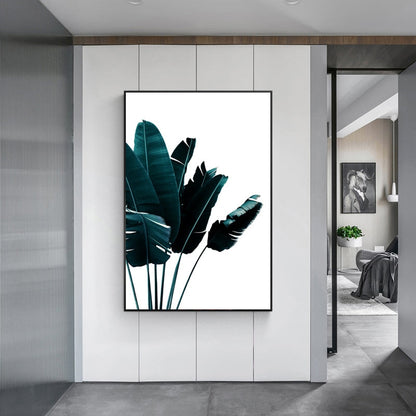 Tropical Plant Plantain Leaves Canvas Art