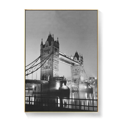 Black and White Brooklyn Bridge London Bridge Eiffel Tower Canvas Art