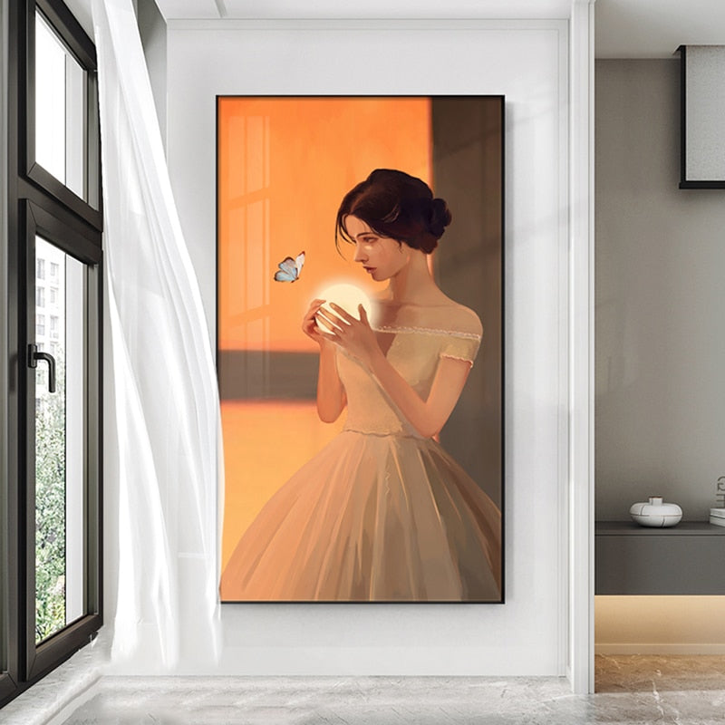 Woman With Butterfly Canvas Art