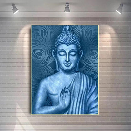 Blue Buddha Statue Canvas Art