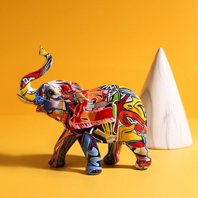 Graffiti Elephant Resin Statue