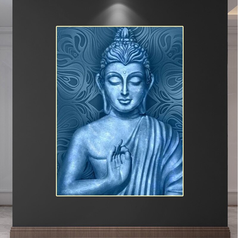 Blue Buddha Statue Canvas Art