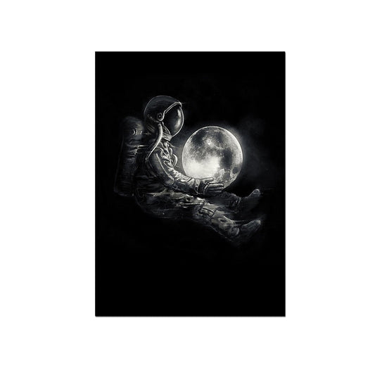 Astronaut Holding Moon Canvas Art