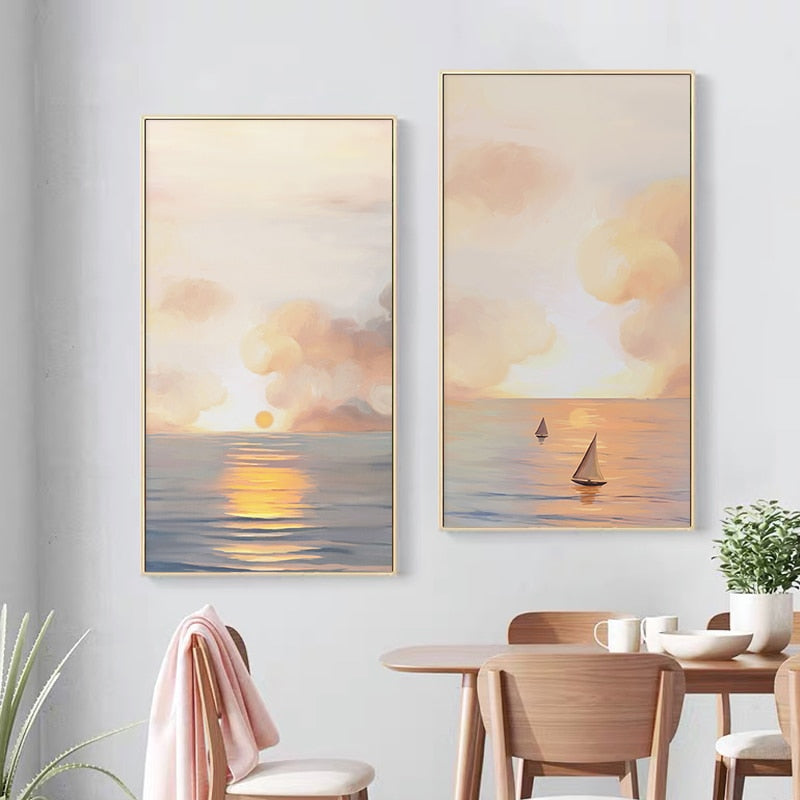 Sunset Landscape Painting Canvas Art