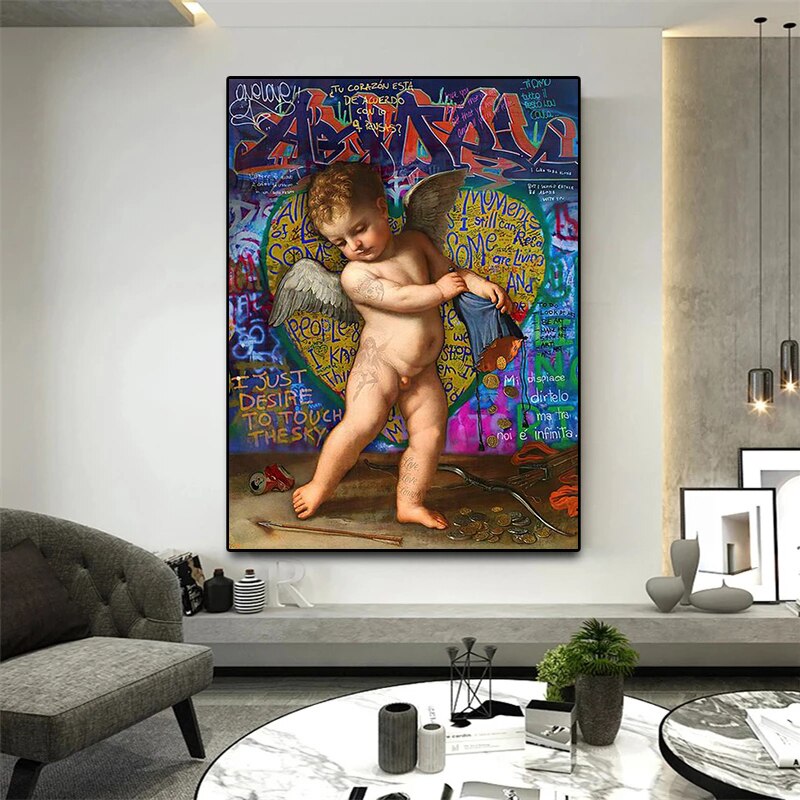 Virgin Mary and Baby Angel Canvas Art