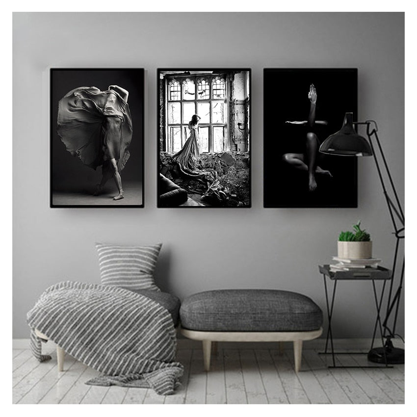 Black and White Woman Portrait Canvas Art