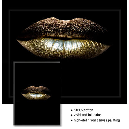 Sexy Gold Lips Canvas Art