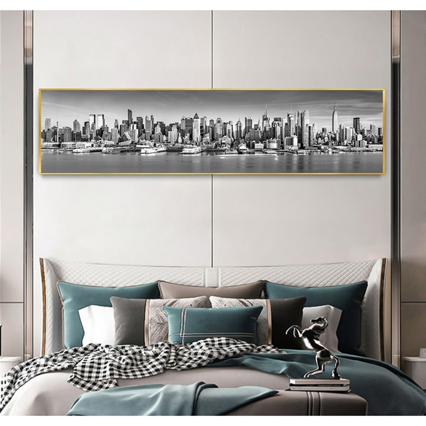 Black and White New York City Landscape Wall Art Canvas