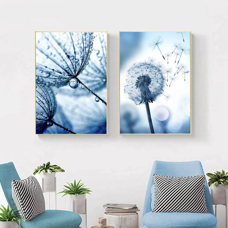 Blue Plants And Flower Canvas Art