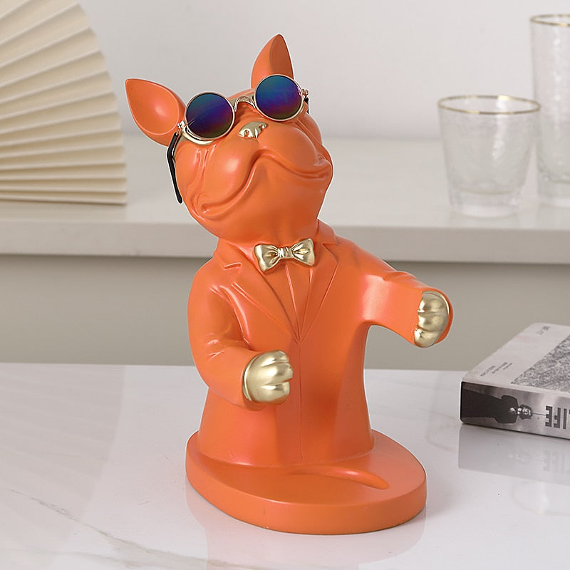 Bulldog Wine Holder Statue