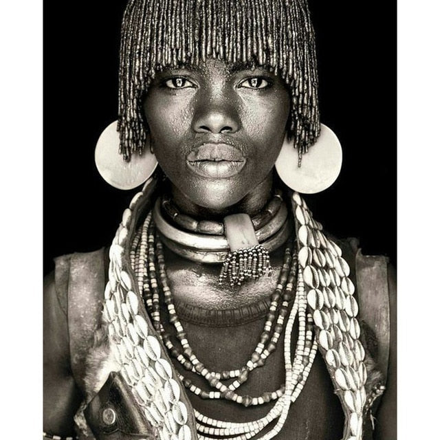 Black And White African Tribal Canvas Art