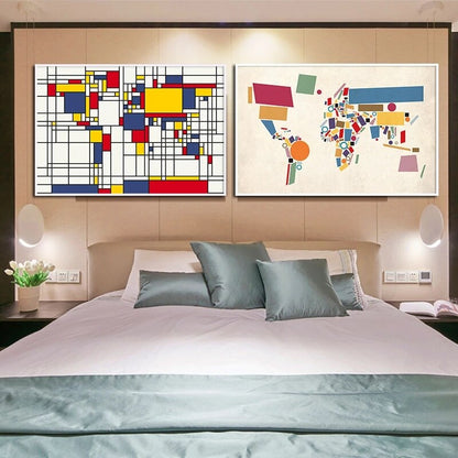 Geometric World Map Canvas Art