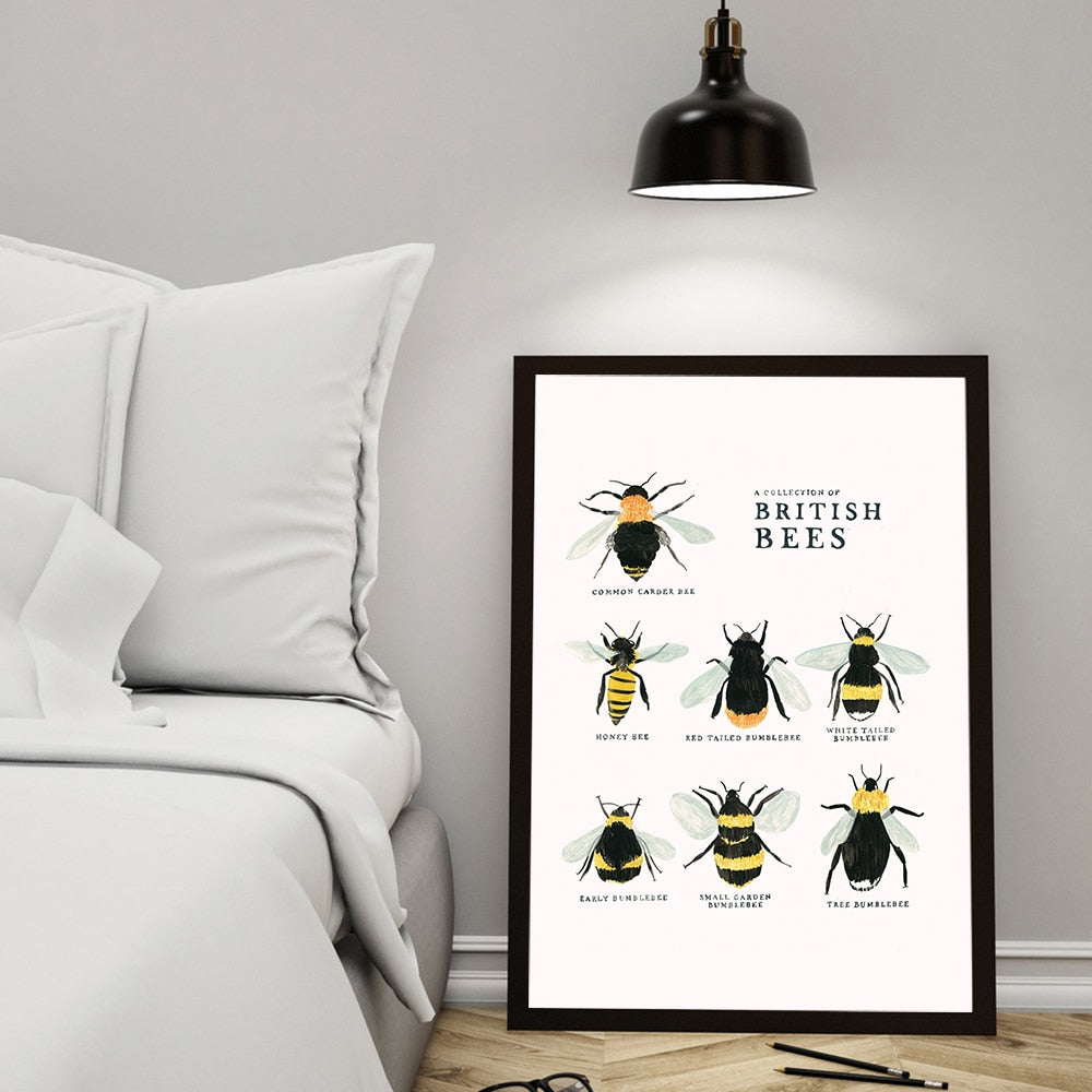 A Collection Of British Bees Canvas Art