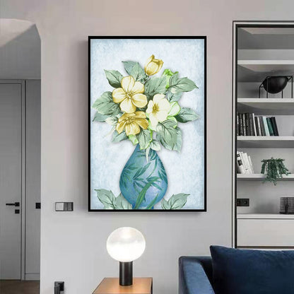 Peacock Flower Vase Oil Painting Canvas Art