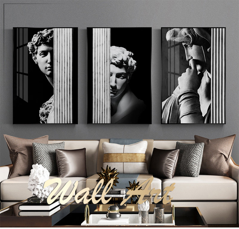 Black and White David Canvas Art