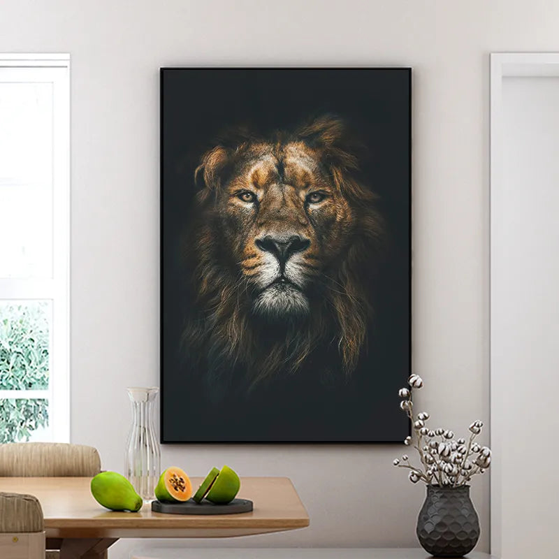 Lion Head Portrait Canvas Art