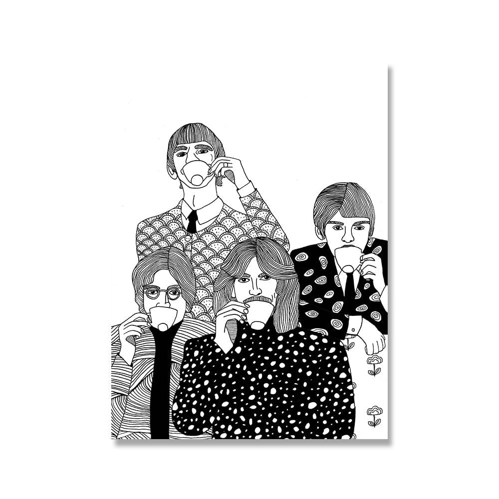 Black and White Queen Band Canvas Art