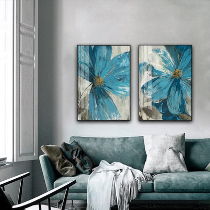 Blue Paint Flowers Canvas Art